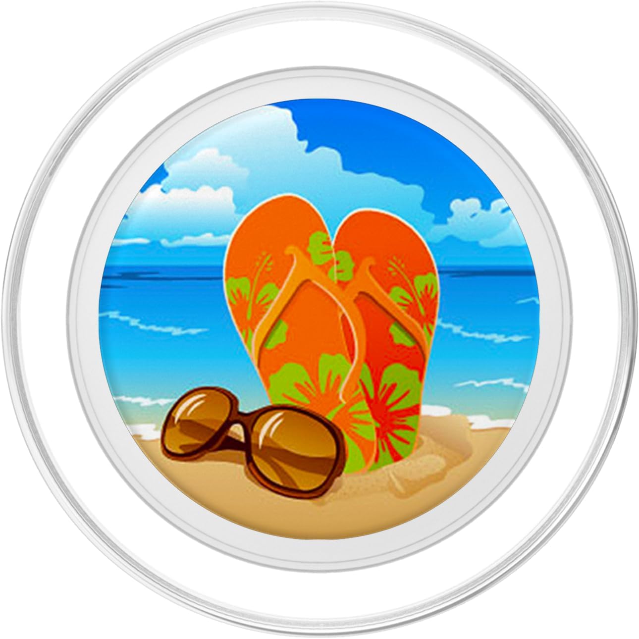 Beach Vacation Caribbean Tropical Flip Flop Sunglasses PopSockets MagSafe PopGrip for iPhone
