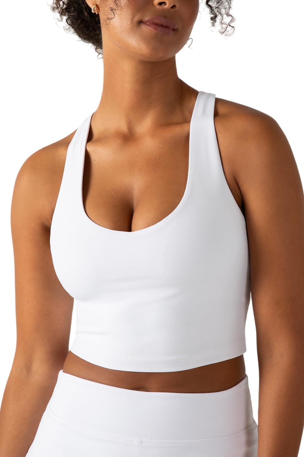 Photo 1 of YITTY Active Sports Bra Tank, Tank Top for Women with Built-in Bra, Racerback, Removable Cups, Low-Impact Support for Yoga and Gym True White XL