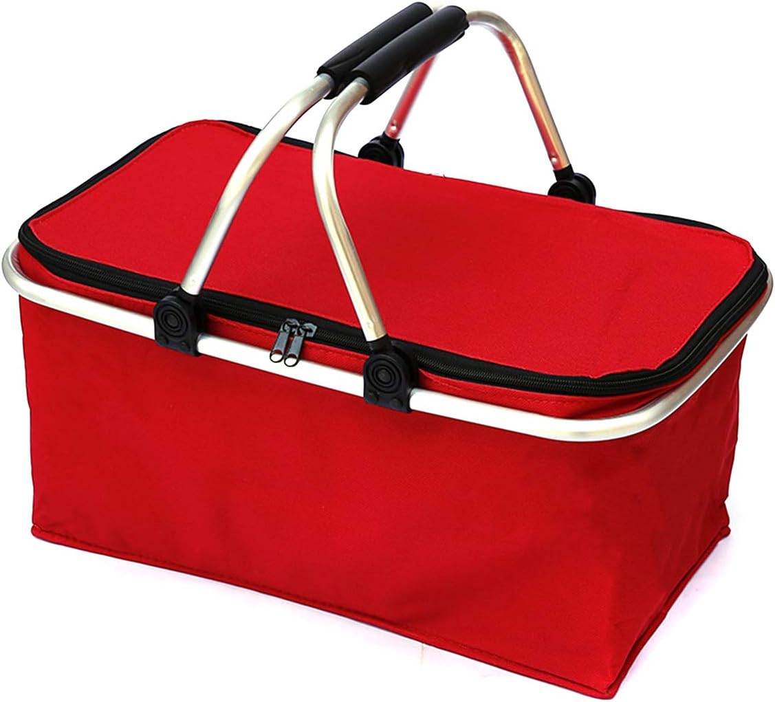Mintata Folding Picnic Camping Basket 30L Waterproof Reusable Insulated Shopping Cooler Storage Basket Bag for Home Outdoor Shopping