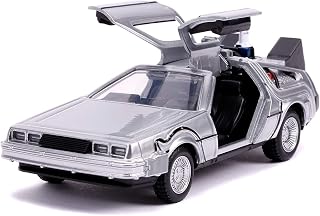 Jada Toys Time Machine Back to The Future 2, Zurück in die Zukunft 2, Spielzeugauto aus Die-cast, Türen zum Öffnen, Freilauf, Maßstab 1:32, Silber