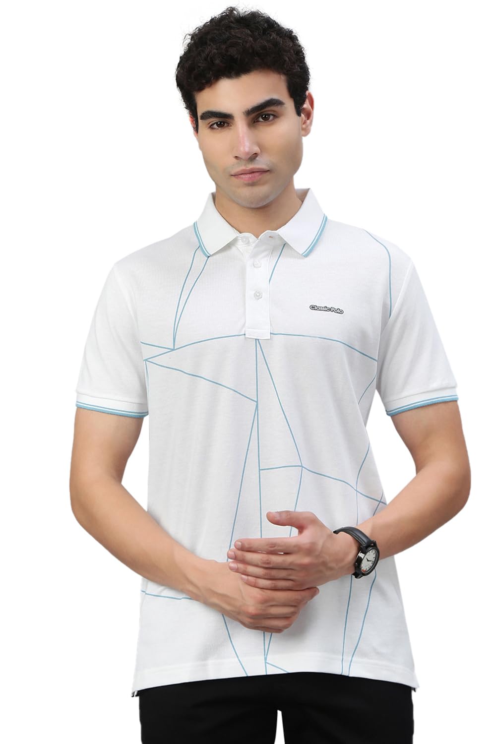 classic polo Mens Half Sleeve Polo Neck Slim Fit Printed Tshirt-picture-1