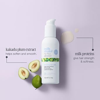 milk_shake no frizz allowed glistening light milk | lightweight anti-frizz leave-in for fine, frizzy hair | smooths and softens without heaviness | milk proteins and fruit extract, 10.1 fl oz / 150 mL