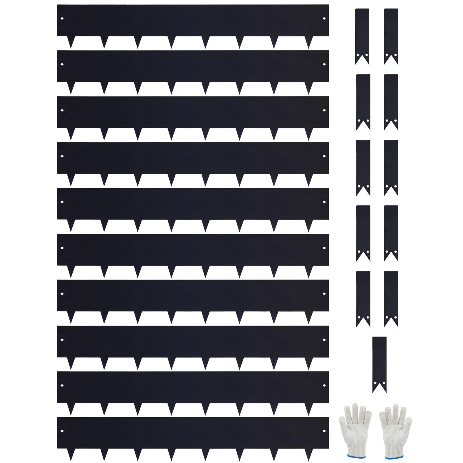 10er-Set feuerverzinkte Rasenkante mit Pulverbeschichtung, 100x20 cm (LxH), Metall-Beeteinfassung, mit 11 Erdclips für Rasen und Gartenwege, 10 m Gesamtlänge #LYLB85BK-DE