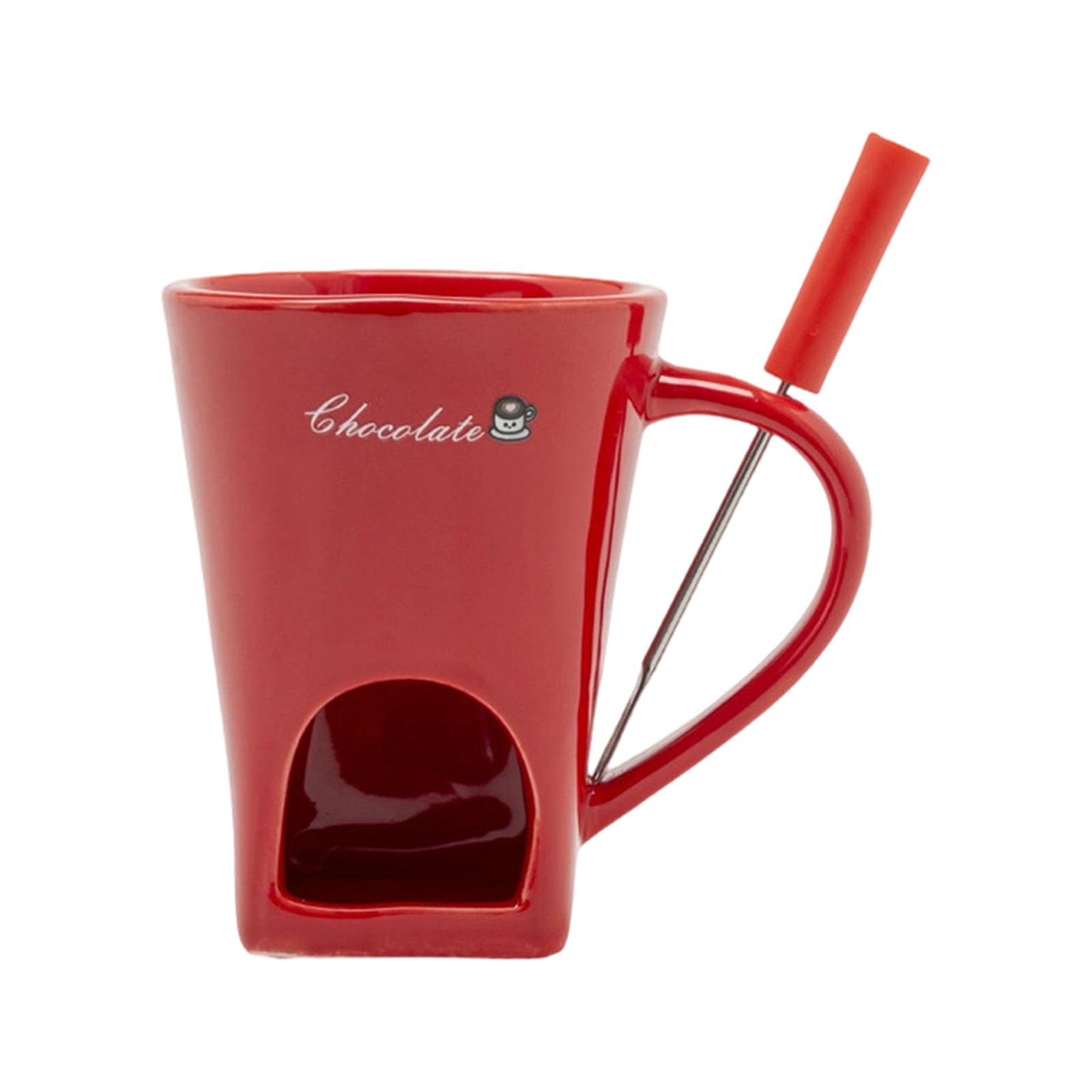 Kahdgss Red Ceramic Dessert Fondue Cup Includes Fork For Chocolate Cheese Melting Mug Cup For Easy Serving Elegant Tableware Gift Chocolate Melting Pots