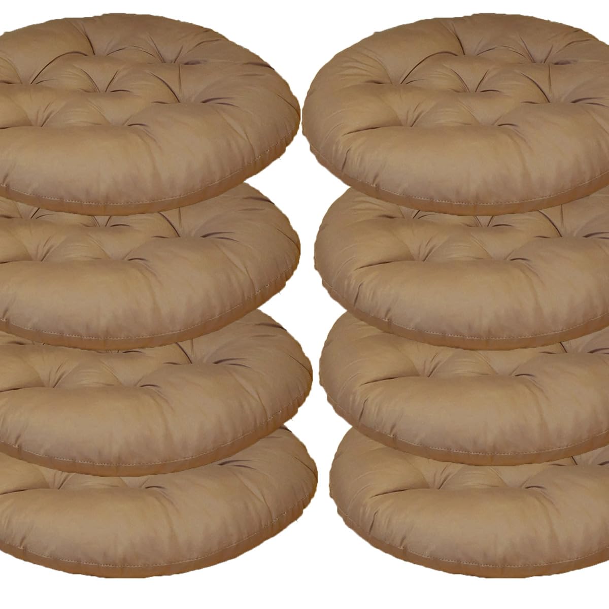 Mozzeilee Round Chair Seat Pad, 40x40cm Dining Chair Cushion Set of 2/4/6/8, Outdoor Rattan Furniture Seat Mat for Living Room Office Garden Patio (Coffee,8 pcs)