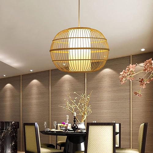 Miniatura 4 de Weaving Bamboo Pendant Light Medieval Lantern Lampshade Hollow Retro Chandeliers Ceiling Industrial Chandelier Lights Hanging Decorations Rustic