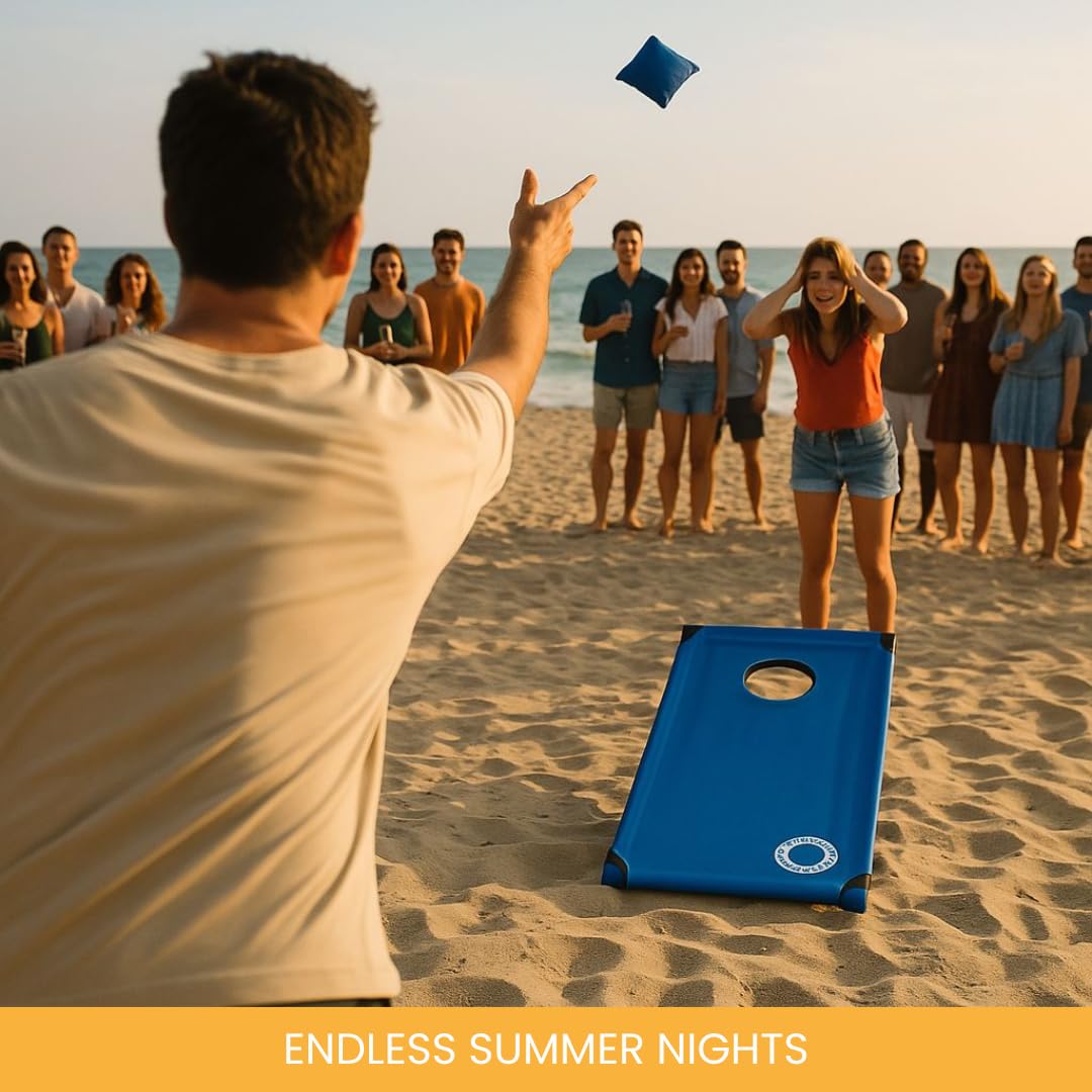 Cornhole Beach Set – 90 x 60 cm – Zona Rossa – Incl. 2 x 4 sacchi da Cornhole e borsa per il trasporto
