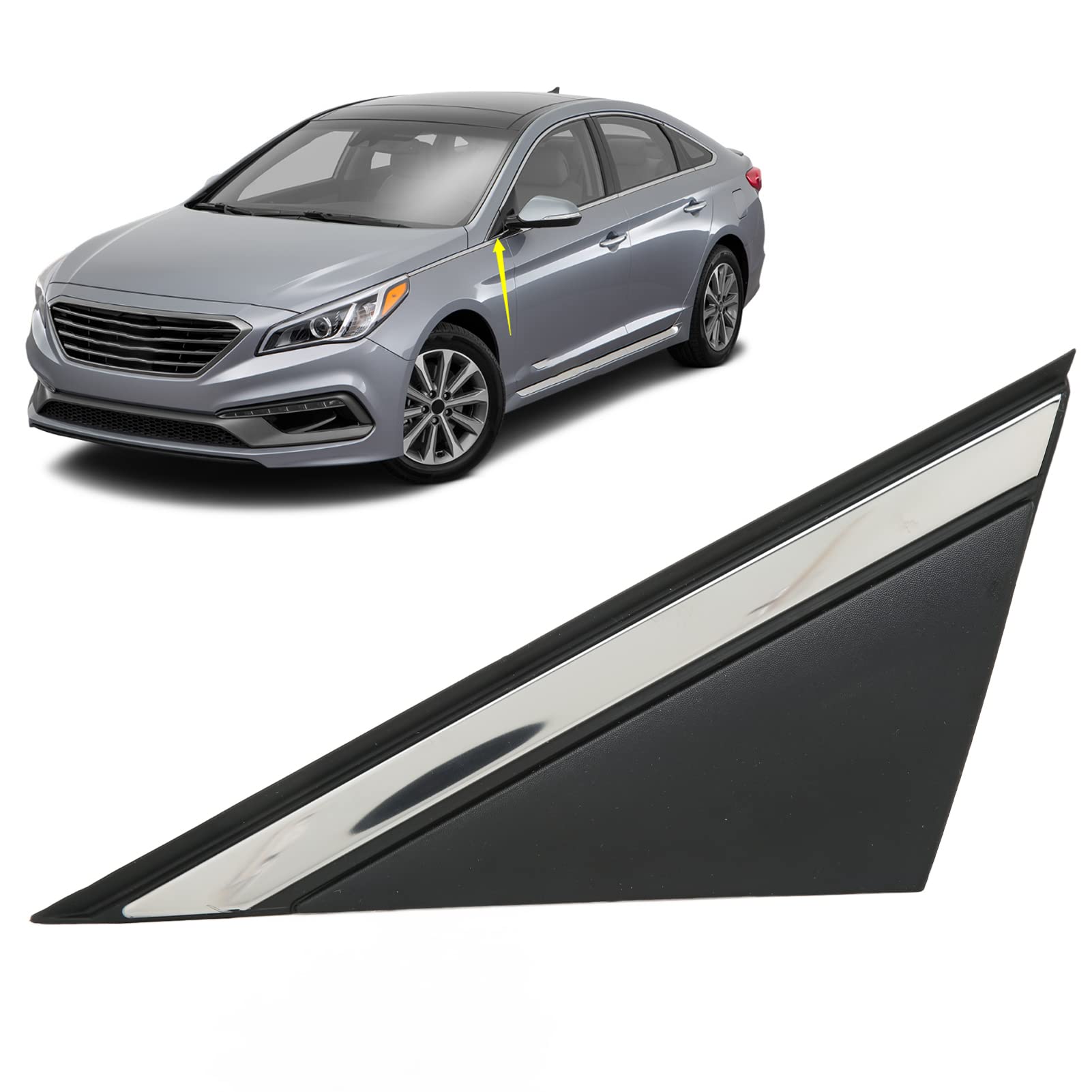 Front Fender Pillar Corner Molding, High Strength Driver Side Triangle - View #3