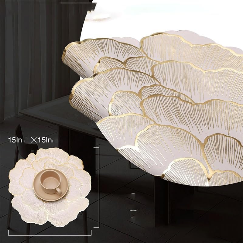 Flower Hollow Placemat Gold-Stamped Heat-Insulating Table Mat Waterproof Western Place for Kitchen Dining Room