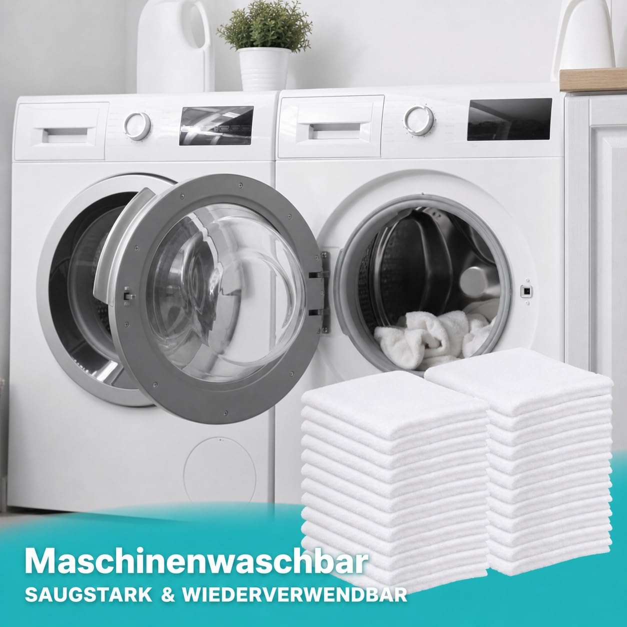Lot de 50 gants de toilette en coton - 30 x 30 cm - Blanc - Petits et absorbants - Pour salle de bain, hôtel, salle de sport, spa et soins du visage