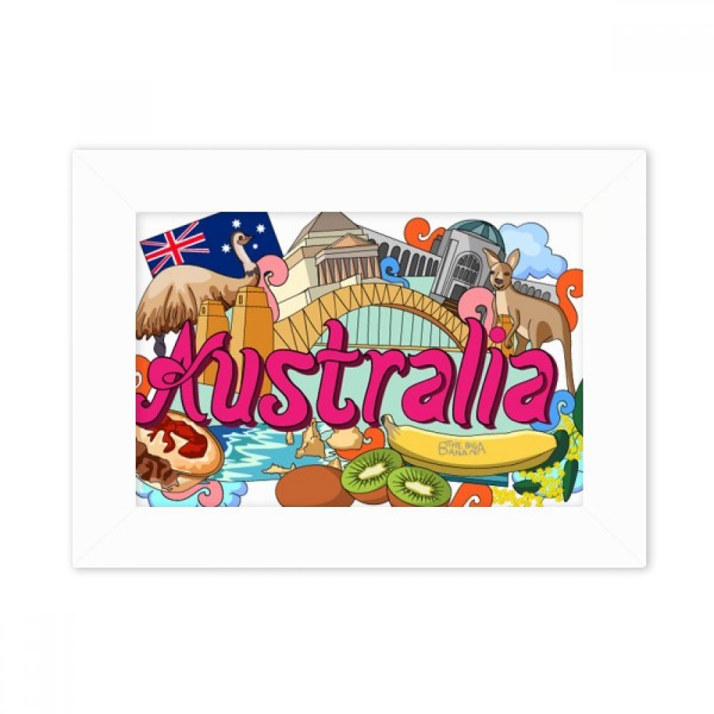 Cadre photo blanc 5x7 pouces peinture graffiti kangourou Australie multicolore