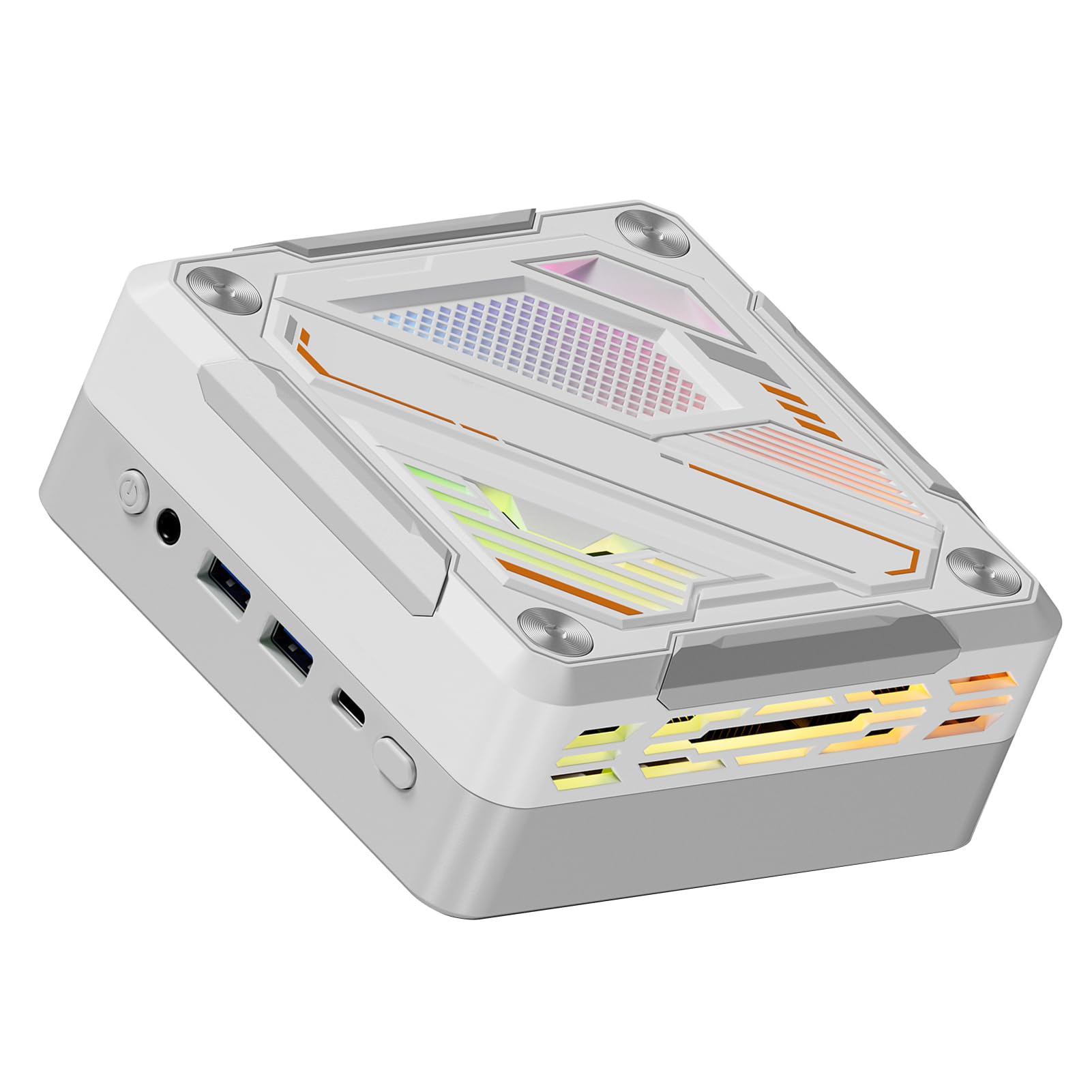 Domary Ryzen 7 5700U Mini PC 8 Core 16 Thread Mini Computer da Gioco con Illuminazione RGB WIFI6 BT5.2 4K Triplo Display per Conferenze in Ufficio a Casa (Spina UE da 16 GB e 512 GB)