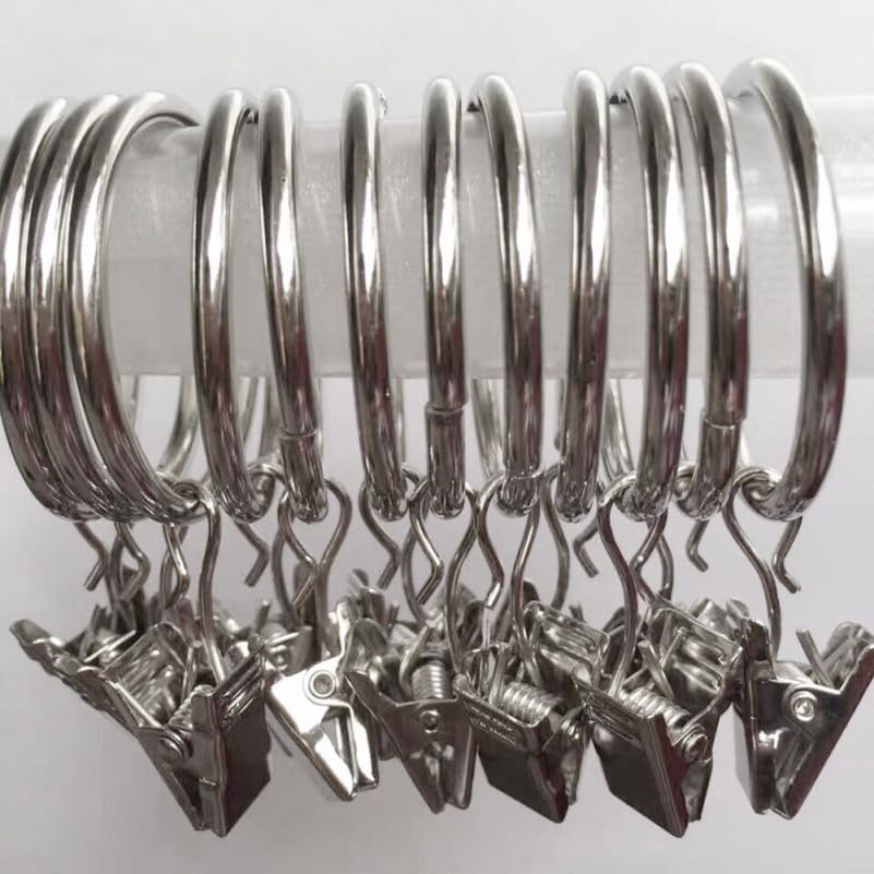 50Pcs Small Curtain Clips Hooks, Wide Flat String Party Lights Hanger, Silver Iron Clip Holder for Shower, Photos, Art Craft Display, Outdoor Activities