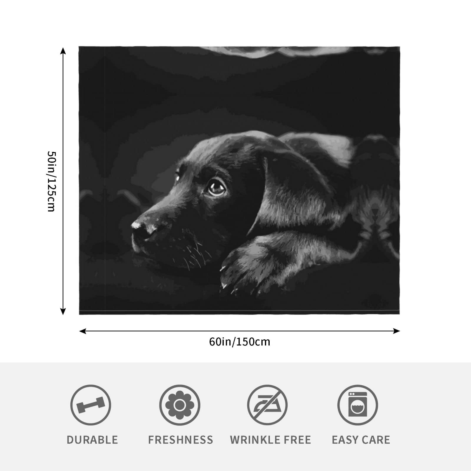 Flanell-Überwurfdecke 127x152 Cm – Mit Schwarzem Labrador Motiv, Weich & Kuschelig Für Couch, Bett & Sofa