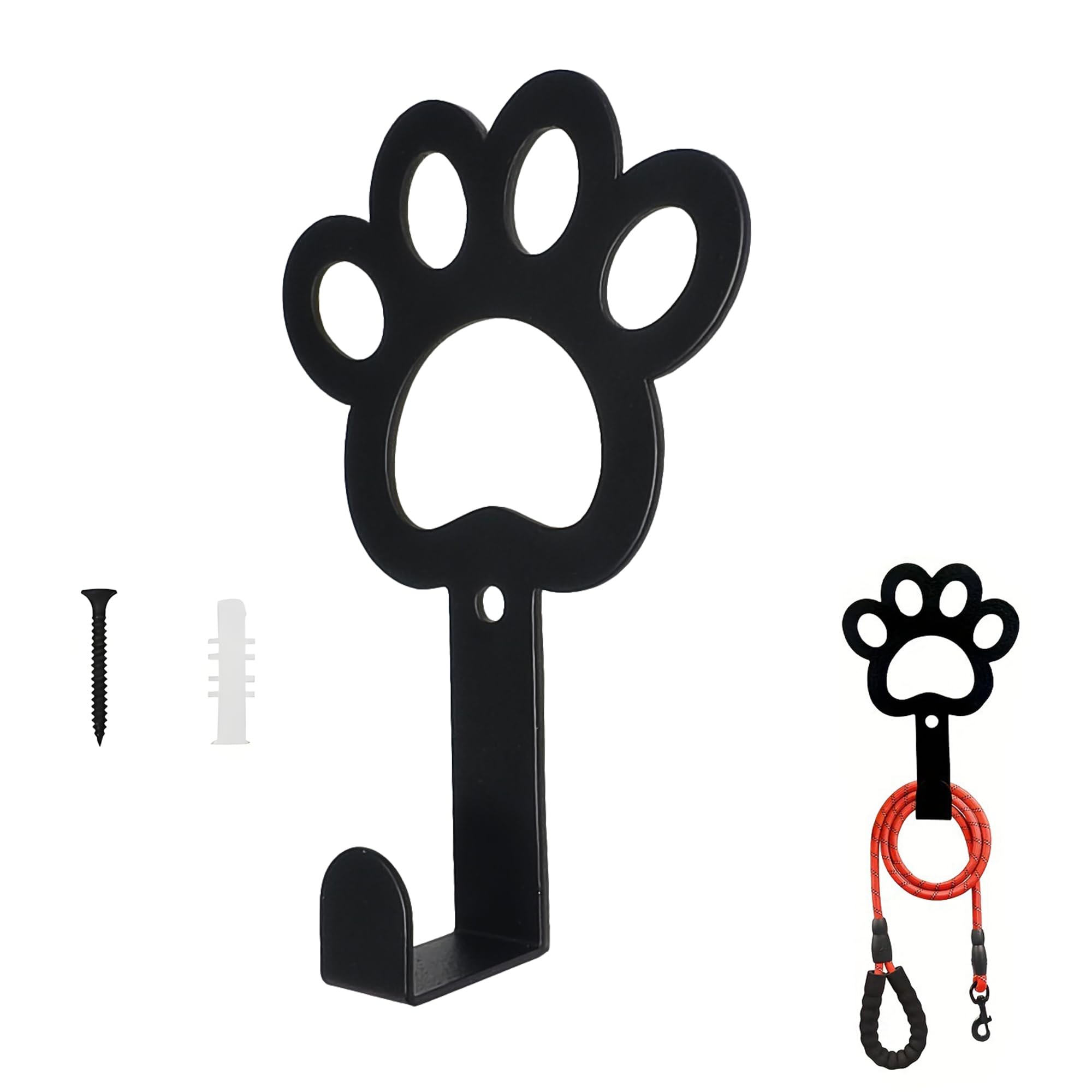 Key Holder for Wall, Metal Dog Paw Key Hooks Wall Mounted, Minimalist Keys Holder for Organizing Keys, Necklace Hooks for Walls and Home Decor - Great for Entryway Hallway or Living Room (Black-1)