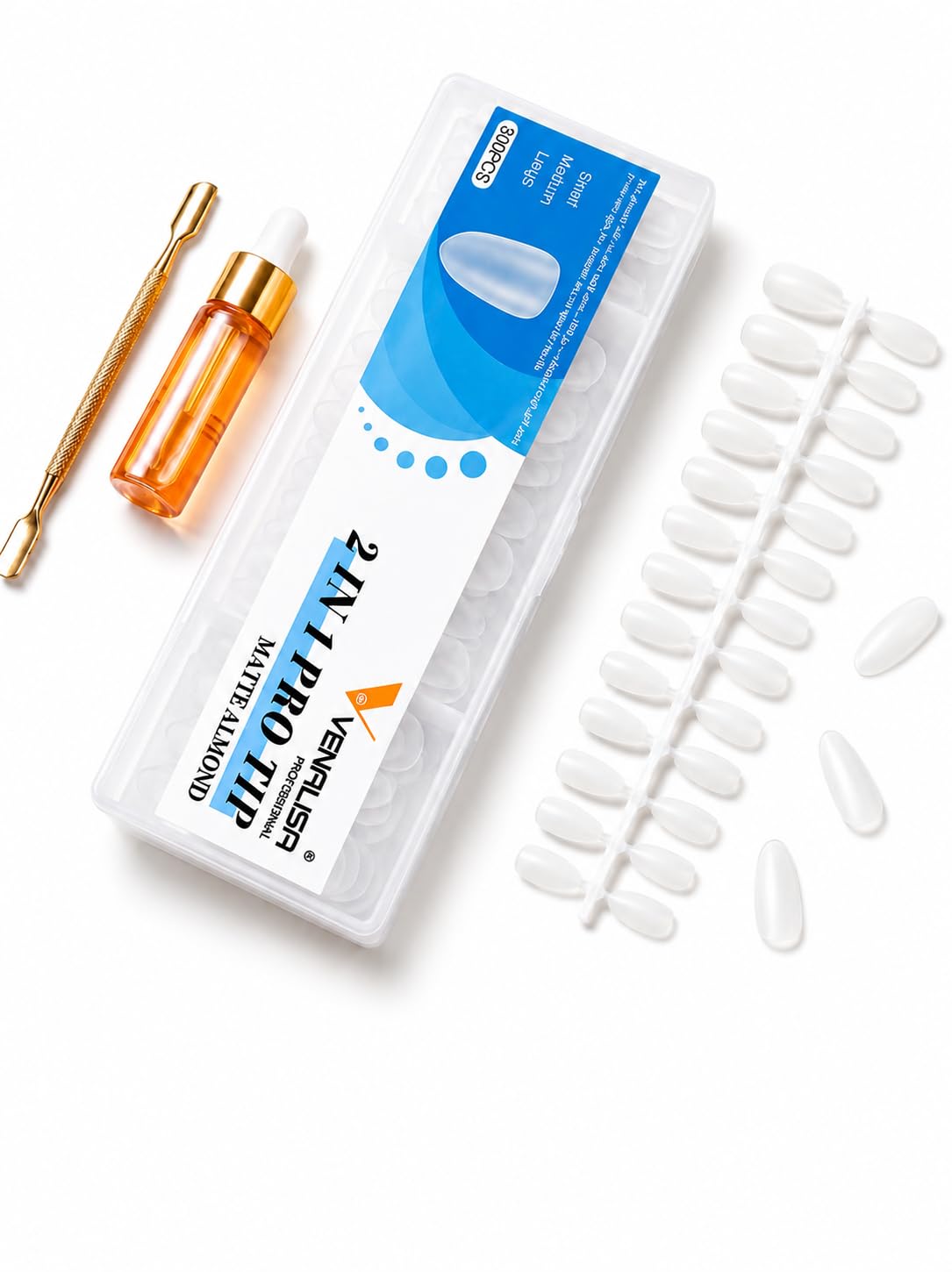 URBAN BOX 2 in 1 Pro Tip Matte Almond Full Cover Nail Tips, 300 Pcs, Multiple Sizes, with Nail Glue and Cuticle Pusher-picture-21