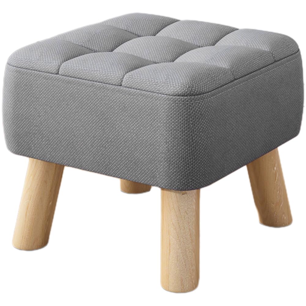 Tabouret pouf repose-pied moderne en tissu rembourré avec pieds en bois