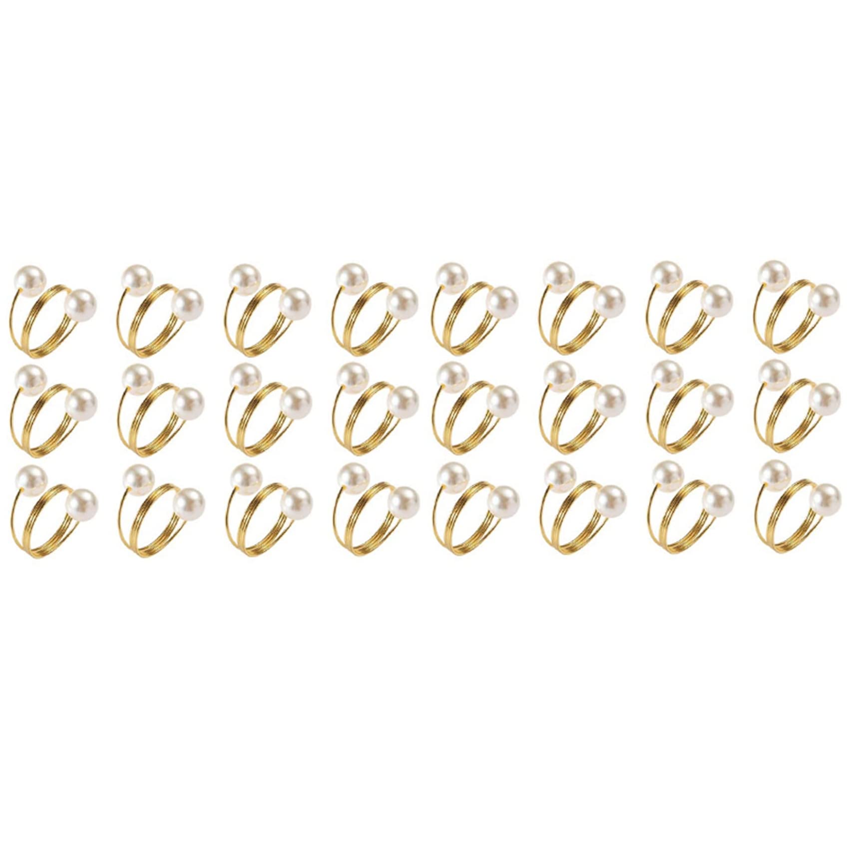 Hndhbfgrt 24 Pcs Double-Pearl Napkin Rings, Napkin Holders, Buckle for Wedding Reception, Festivals, Banquet