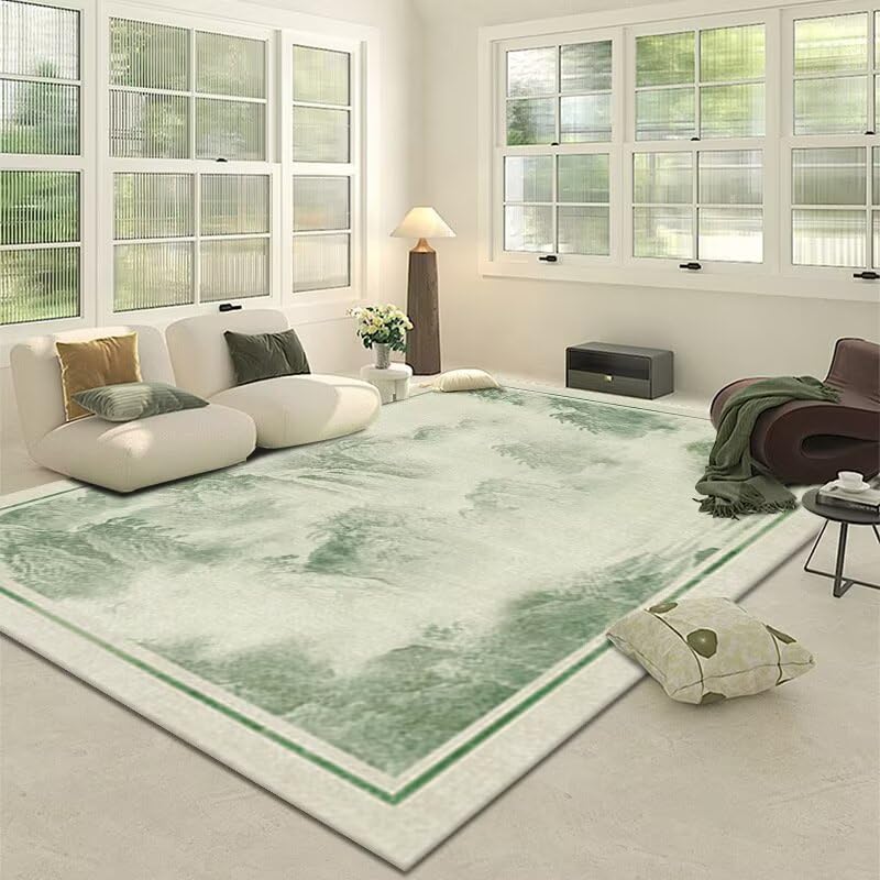 Tapis antidérapant vert lavable 120x180 cm doux et facile d'entretien