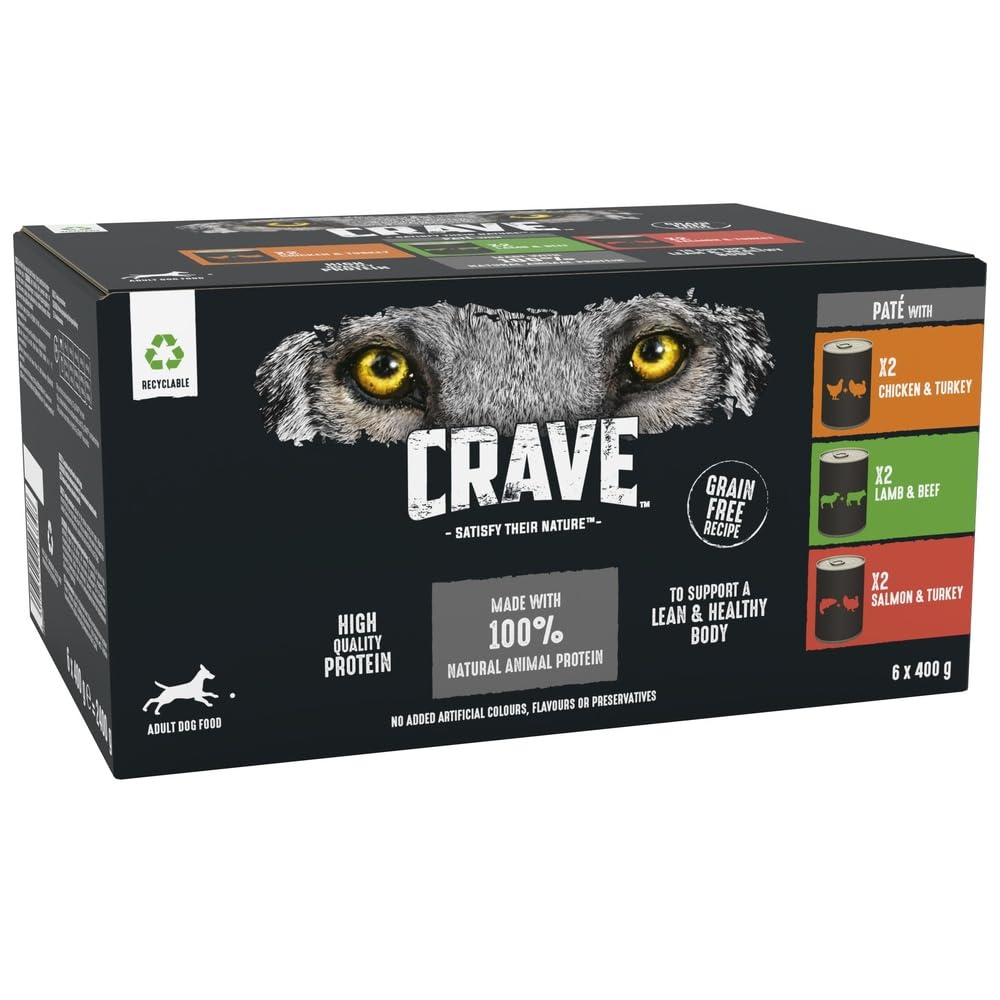 Crave Dog Food Wet - Can Mixed in Pate, 6 x 400 g