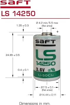 Saft 10x LS14250_AX 1/2AA 3.6V 1200mAh Lithium Battery for Patient Monitoring, Respirators/Oxygen Concentrators, RFID Tracking, Asset Tracking, Theft Prevention MFG PN: 700053 NSN: 6135-01-669-4691