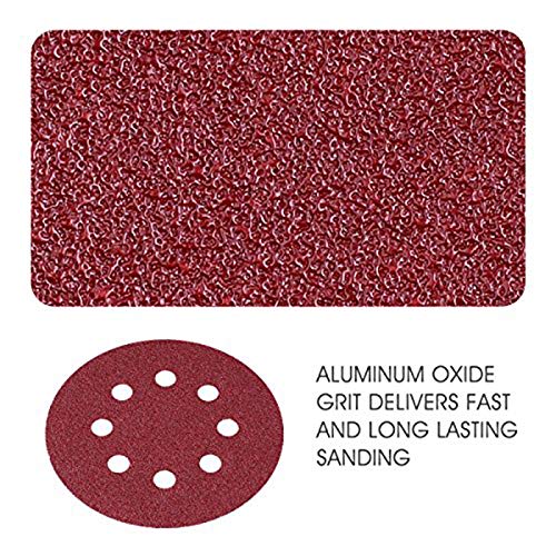 Miady 5Inch 8Hole Hook and Loop Sanding Discs 70PCS, 40/80/120/240/320/600/800 Assorted Grits
