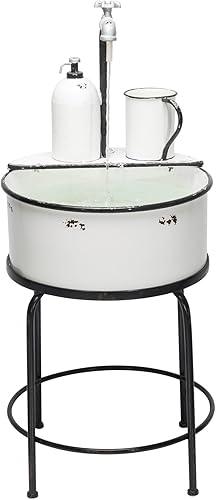 Alpine Corporation YHL168 - Fuente de fregadero de metal antiguo para interiores y exteriores, fuente de agua vintage para jardín, 34 pulgadas,