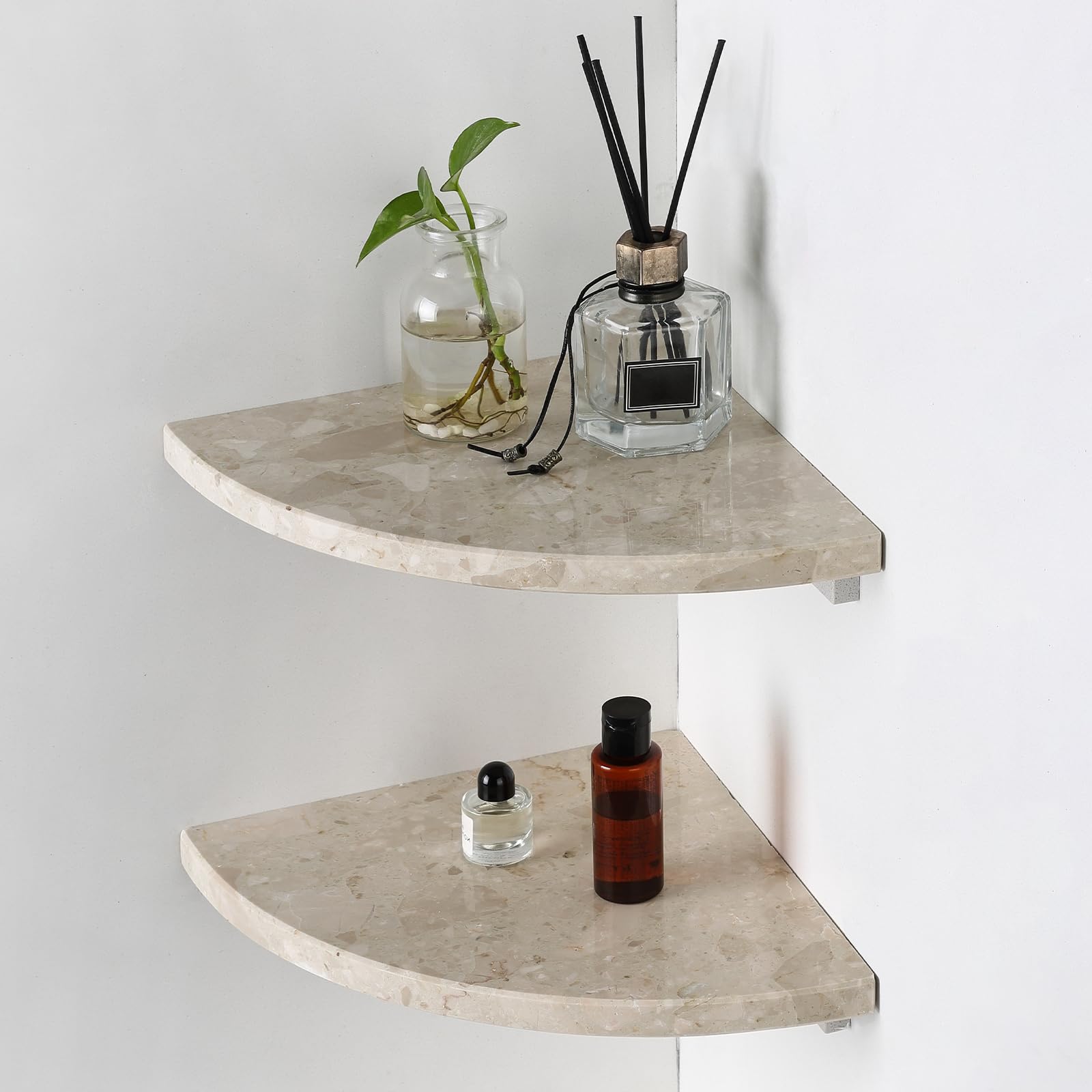 Koville Italian Marble Corner Shower Shelf for Bathroom 10 Marble Corner Shelves for Bath Wall Mounted Stone Corner