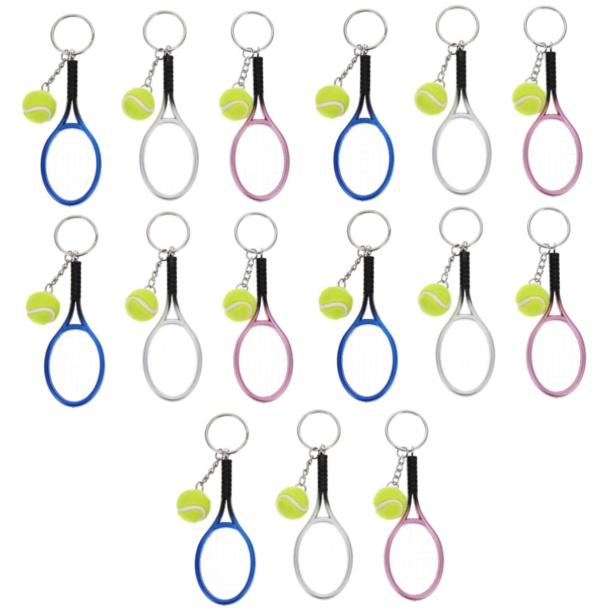 12 Piezas tenis llavero decoración del coche juguetes de baloncesto llaveros ornamento de tenis decorativo de multifunción mini decoraciones bolsas Accesorios