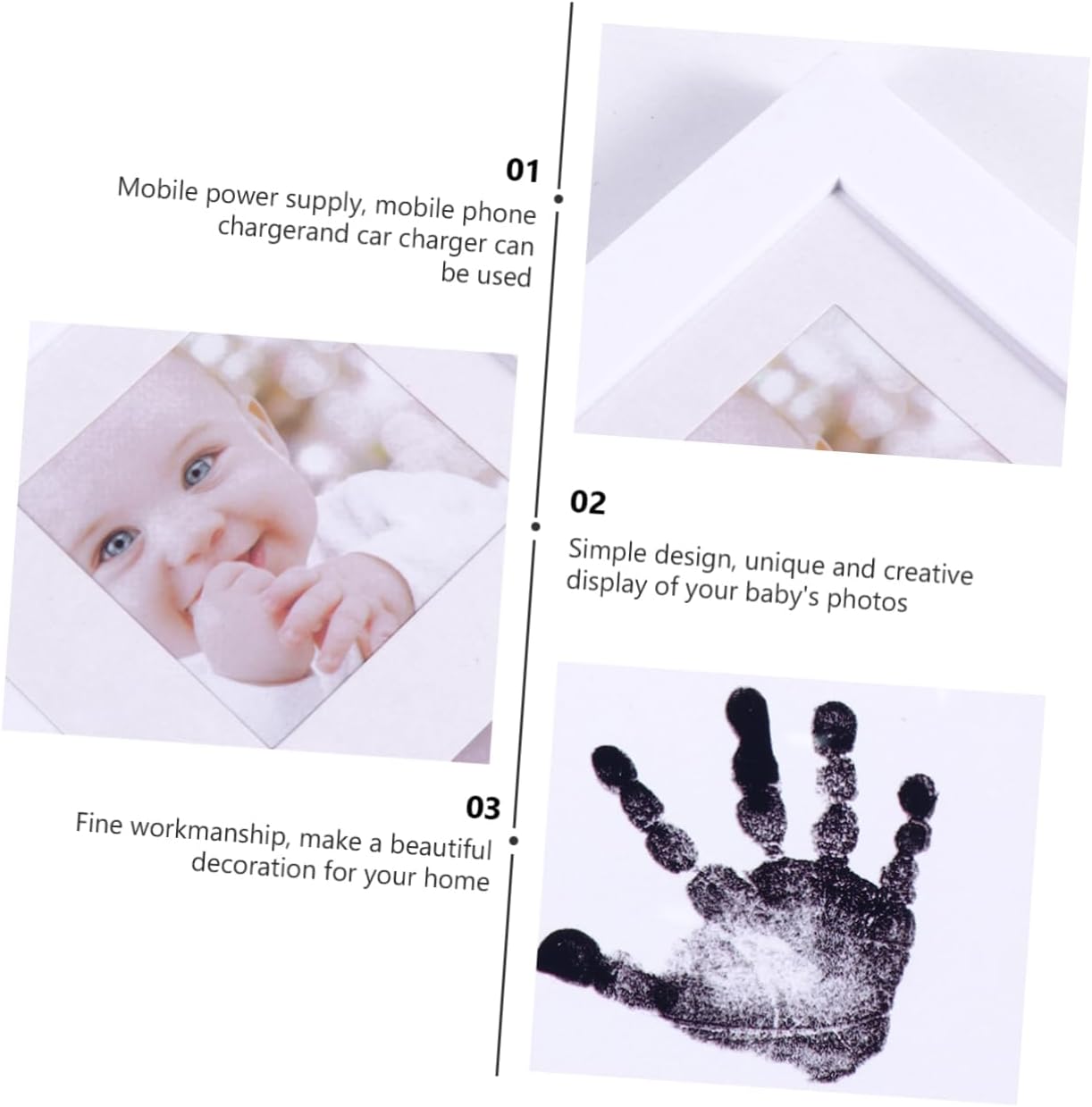 HANABASS Baby Photo Frame Growth Record Hand Foot Print Frame Monthly Photo Rack Pp Plastic Safe for Long Use Unique image 4