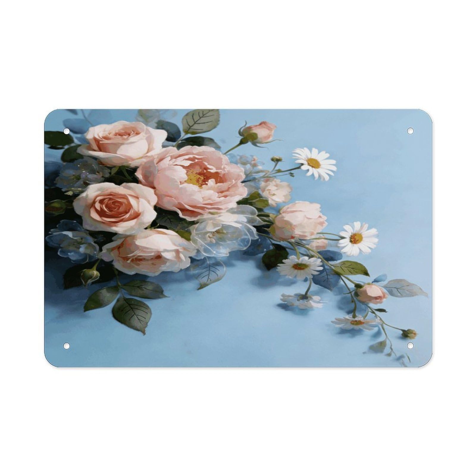 Fodpand Style Watercolor Floral Wall Art Metal Tin Signs Bar Metal Tin Sign Wall Decor For Home Living Room Bedroom Toilet Hotel Halloween Decor Gifts 7.9X 11.8 Inch