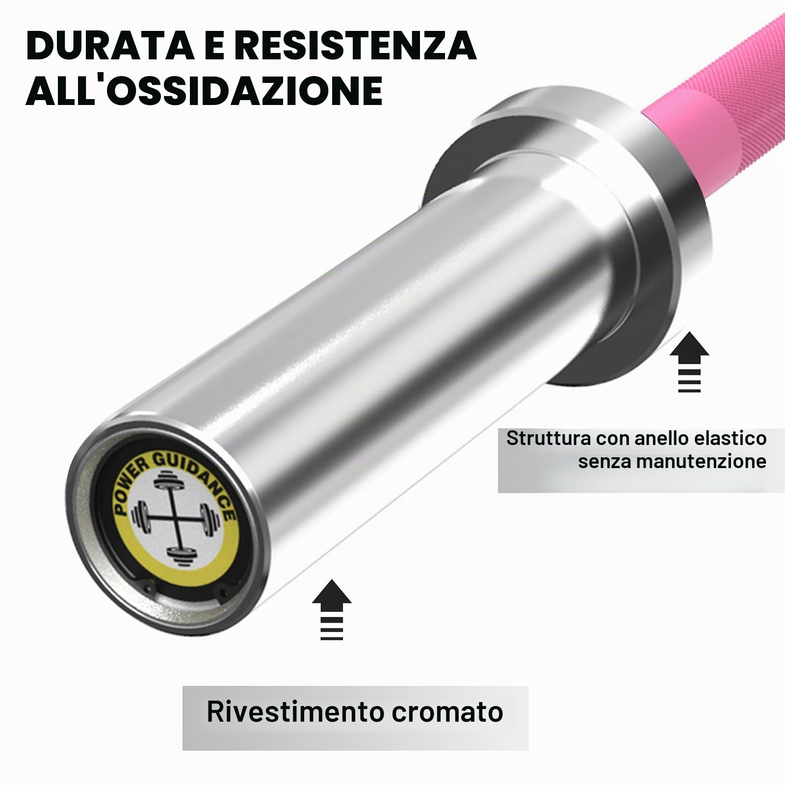 POWER GUIDANCE Bilanciere olimpico, bilanciere per sollevamento, anche, squat, aste universali cromate da 10 kg, 1,2 m
