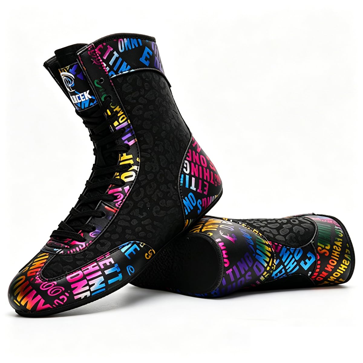 Chaussures de Boxe pour Hommes Chaussure Squat & Powerlifting Respirantes - Chaussures d'arts Martiaux Montantes antidérapantes à Semelle Plate