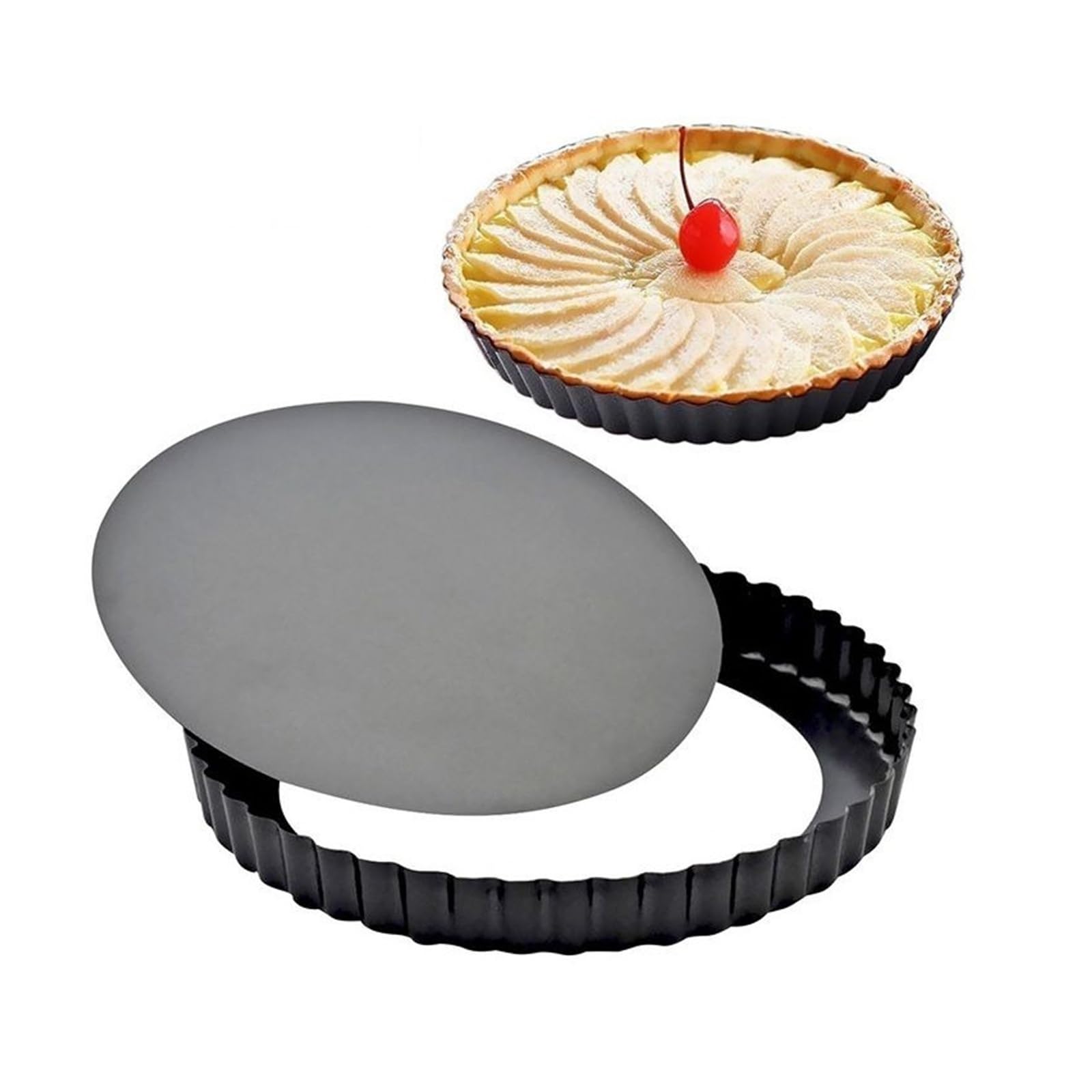 Moule à cannelé de 20 à 30 cm, moule à fond amovible antiadhésif, ustensiles de cuisson ronds for quiche, flan, tarte, pizza et gâteaux faits maison(30cm)
