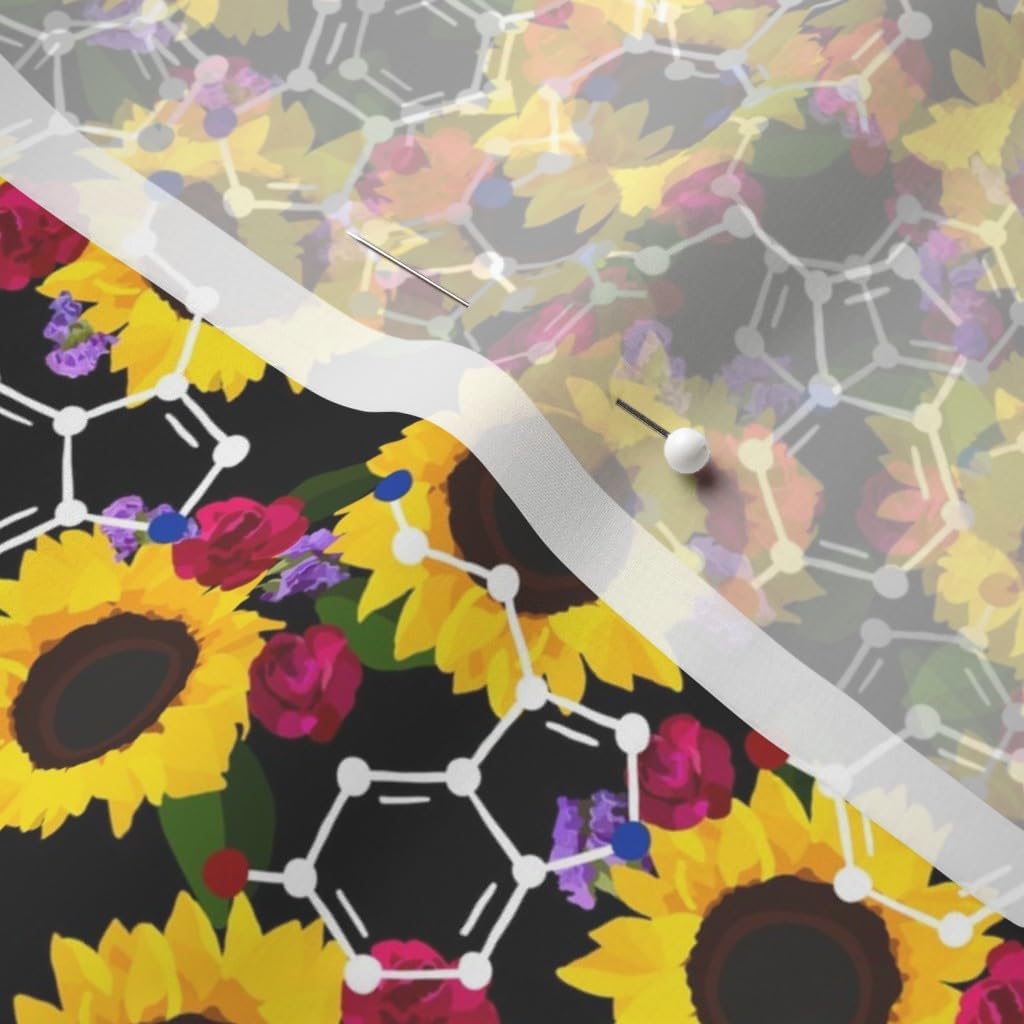 Spoonflower Fabric - Sunflowers Flower Floral Sunflower Science Chemistry Printed on Chiffon Fabric by The Yard - Sewing Fashion Apparel Dresses Home Decor