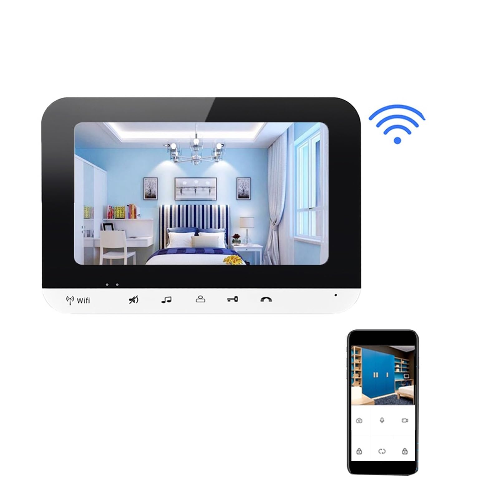 Sonnette sans fil Interphone Vidéo WiFi 7 Pouces Avec Serrure Électrique Sans Fil Visiophone For La Sécurité À Domicile Détection De Mouvement Sonnette pour le bureau de l'école à domicile ( Size : Se