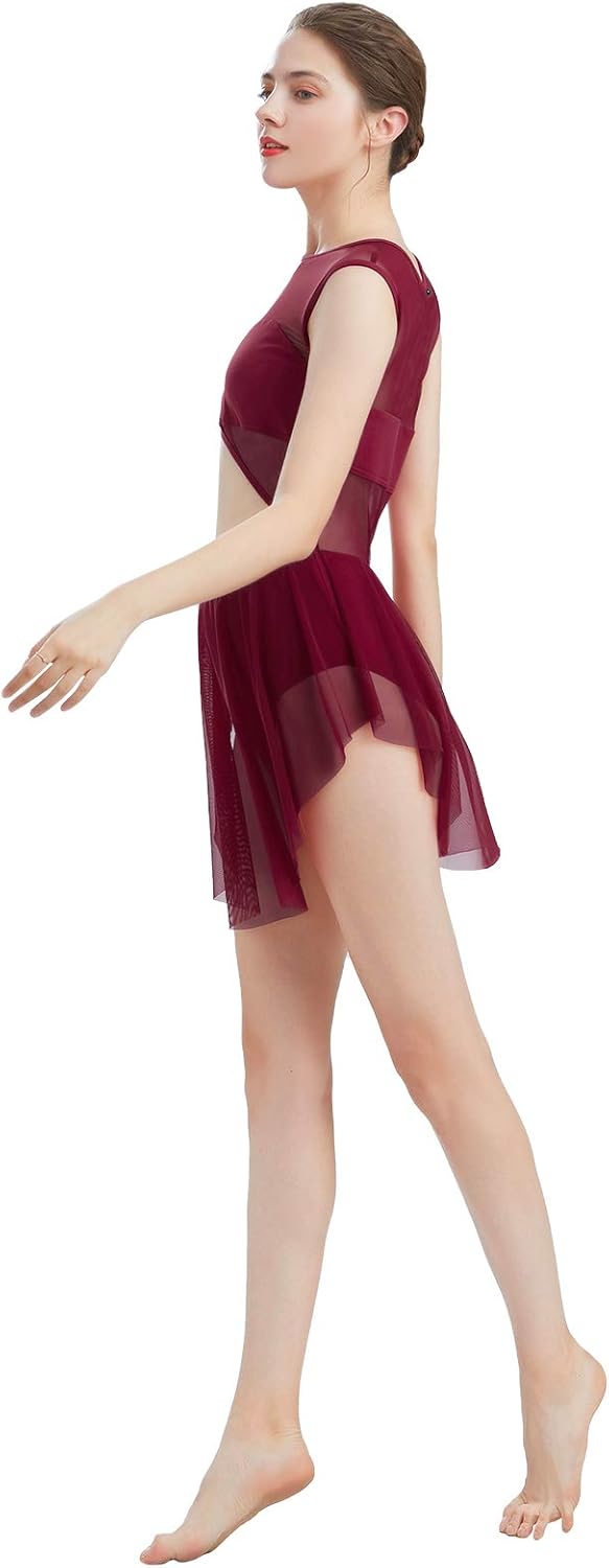 ODASDO Women Lyrical Dance Costume Tank Bodysuit Cut Out Front Ballet Leotard Morden Contemporary Dancewear - Image 5