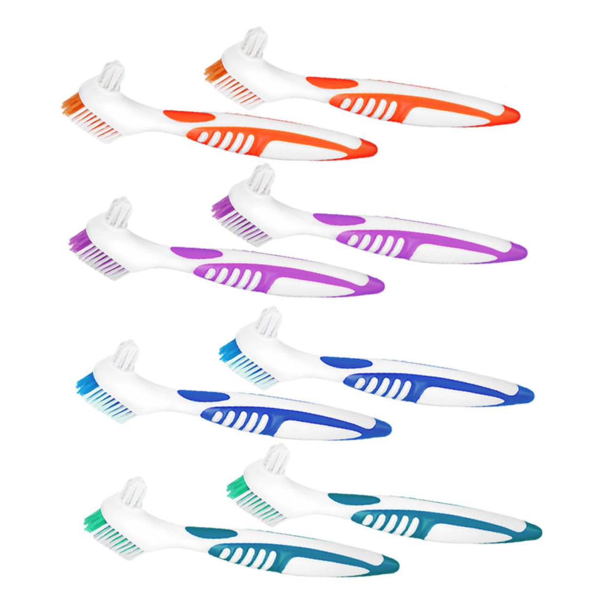 5 Set Spazzola Per La Pulizia Della Protesi Spazzolino Per Dentiera Spazzolino Resistente B Denti Finti Doppio Detergente Per Protesi Spazzolini Per Protesi Maniglia Pp 8 Pezzi*5