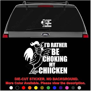 Choking Chicken Sex Masturbate Funny Die Cut Vinyl Decal Sticker for Car Truck Motorcycle Vehicle Window Bumper Wall Decor Laptop Helmet Size- [10 inch] / [25 cm] Wide || Color- Gloss White