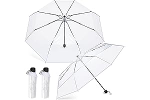 2 Pcs Clear Travel Umbrellas, Compact and Foldable for Portability in Weddings,...