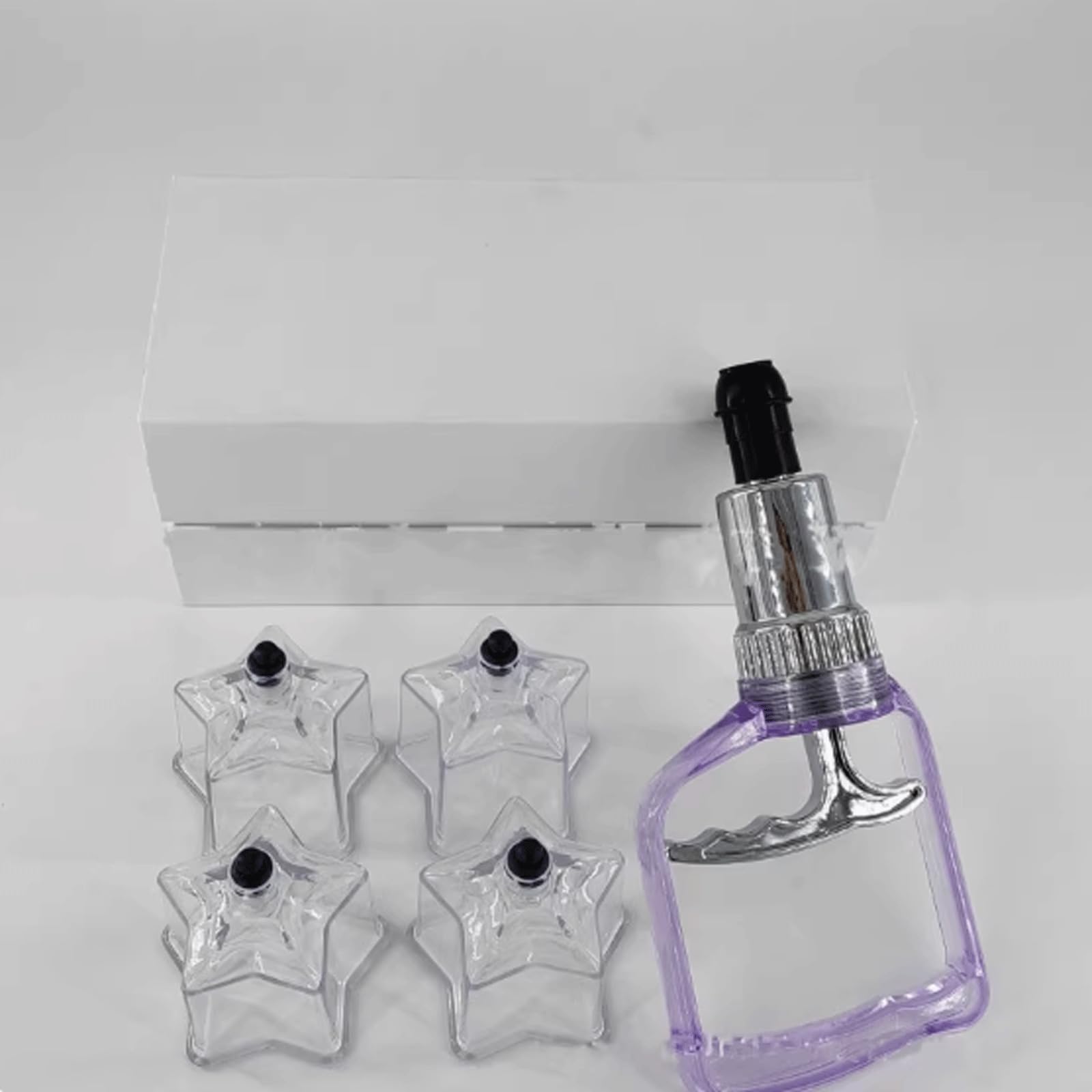 4 Stück sternförmige Schröpfbecher, 1 Schröpfpistole, Kunststoff-Vakuum-Schröpftherapie-Set, Schröpfset, Massagegerät zur Linderung von Muskelschmerzen Therapie-Set