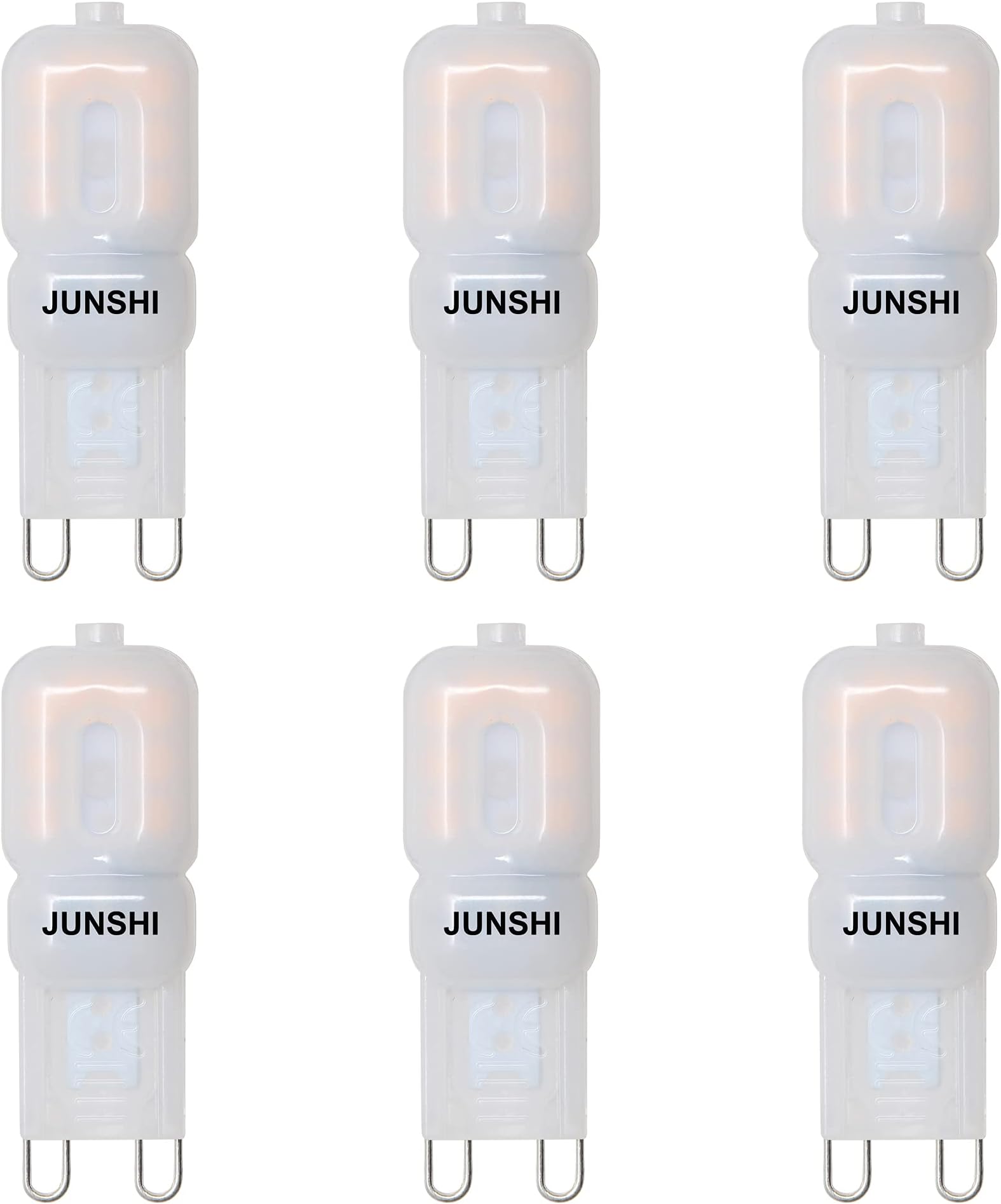JUNSHI G9 LED Bulb,2.5W to 20W,3000K Warm White,210 Lumens,AC220-240V LED Light Bulb,Pack of 6