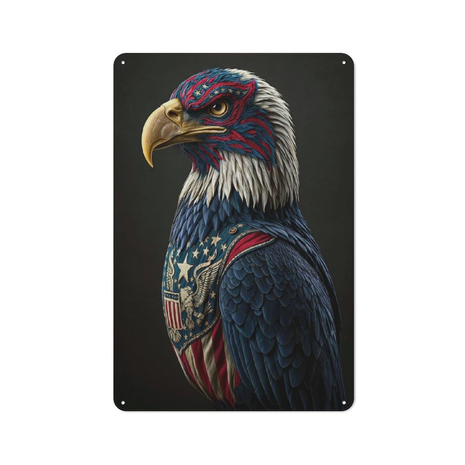 Vintage Tin Sign 30x20cm with Patriotic Eagle with American Flag Design for Kitchen Or Home Bar, Suited to Home Bar Enthusiasts