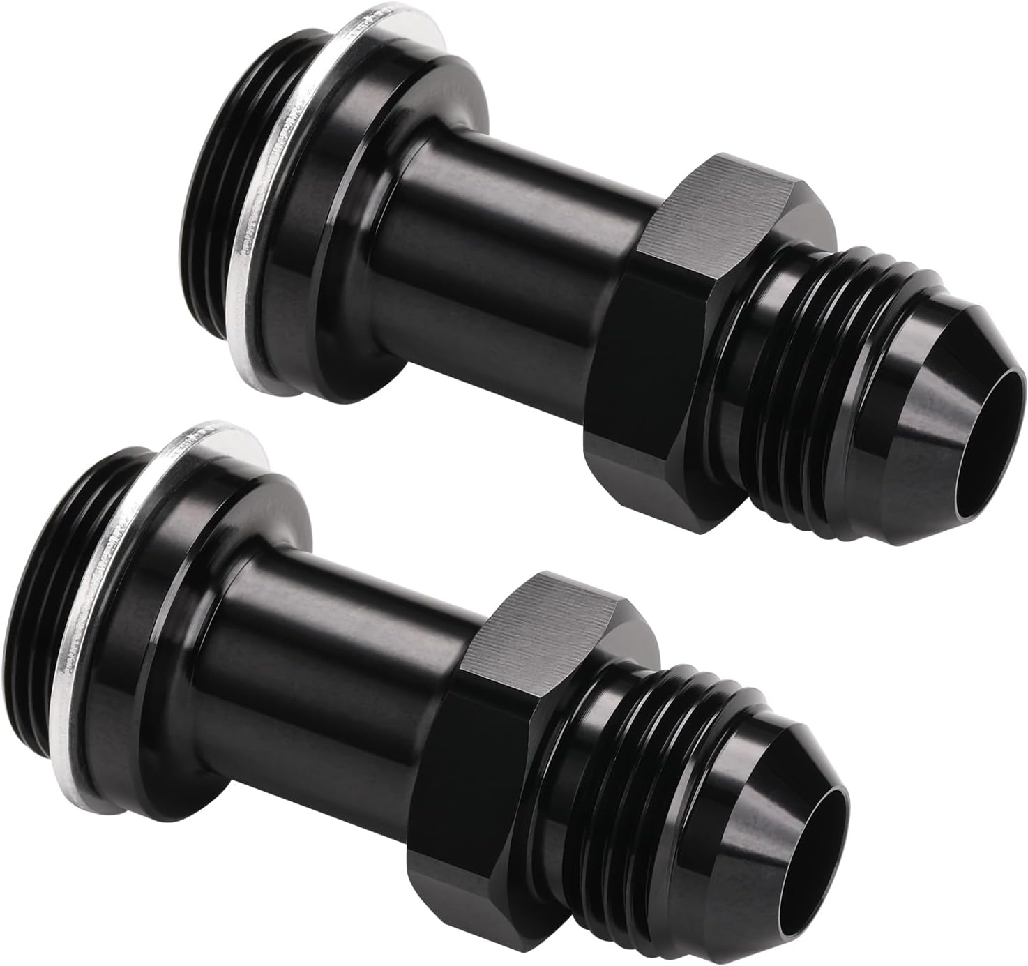 8AN Male Flare to 7/8-20 Carb Carburetor Inlet Fitting Adapter 2-1/8 Inch Long Aluminum Black, Pack of 2 8AN to 7/8-20 Black - 2PCS