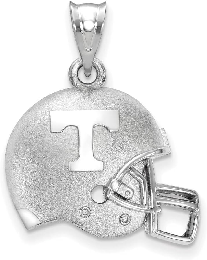 LogoArt Sterling Silver University Of Tennessee Men's Athletic T 3D Football Helmet Logo Pendant Necklace
