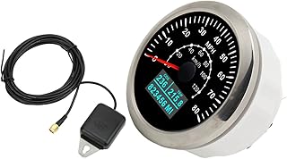 85mm GPS Speedometer Odometer Waterproof 80 MPH 120KM/H Speed Meter Gauge for Boat Car Truck Motorcycle Marine GPS Odometer Gauge with Colorful Backlight 9-32V (black) Auto Accessary