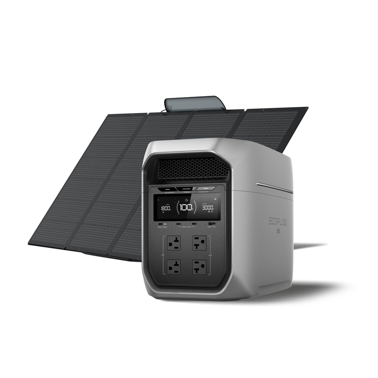 EF ECOFLOW Portable Power Station DELTA 3 MAX Plus with 400W Solar Panel 3000W Max Output Fast 0