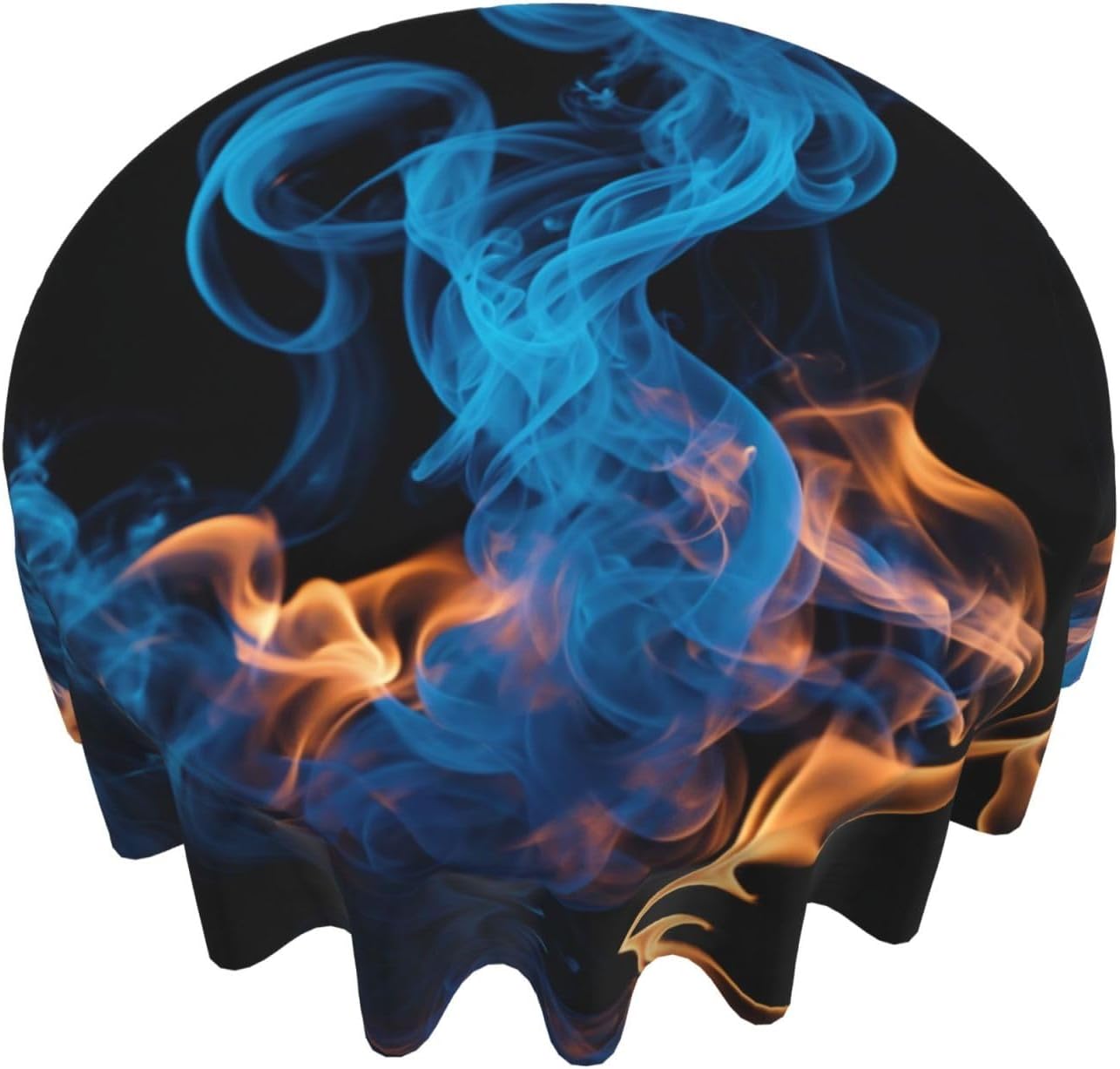 Blue Flame Print Wrinkle Free Dining Table Cover for Birthday Party Farmhouse Tablecloths Up to 60 x 60 Inches