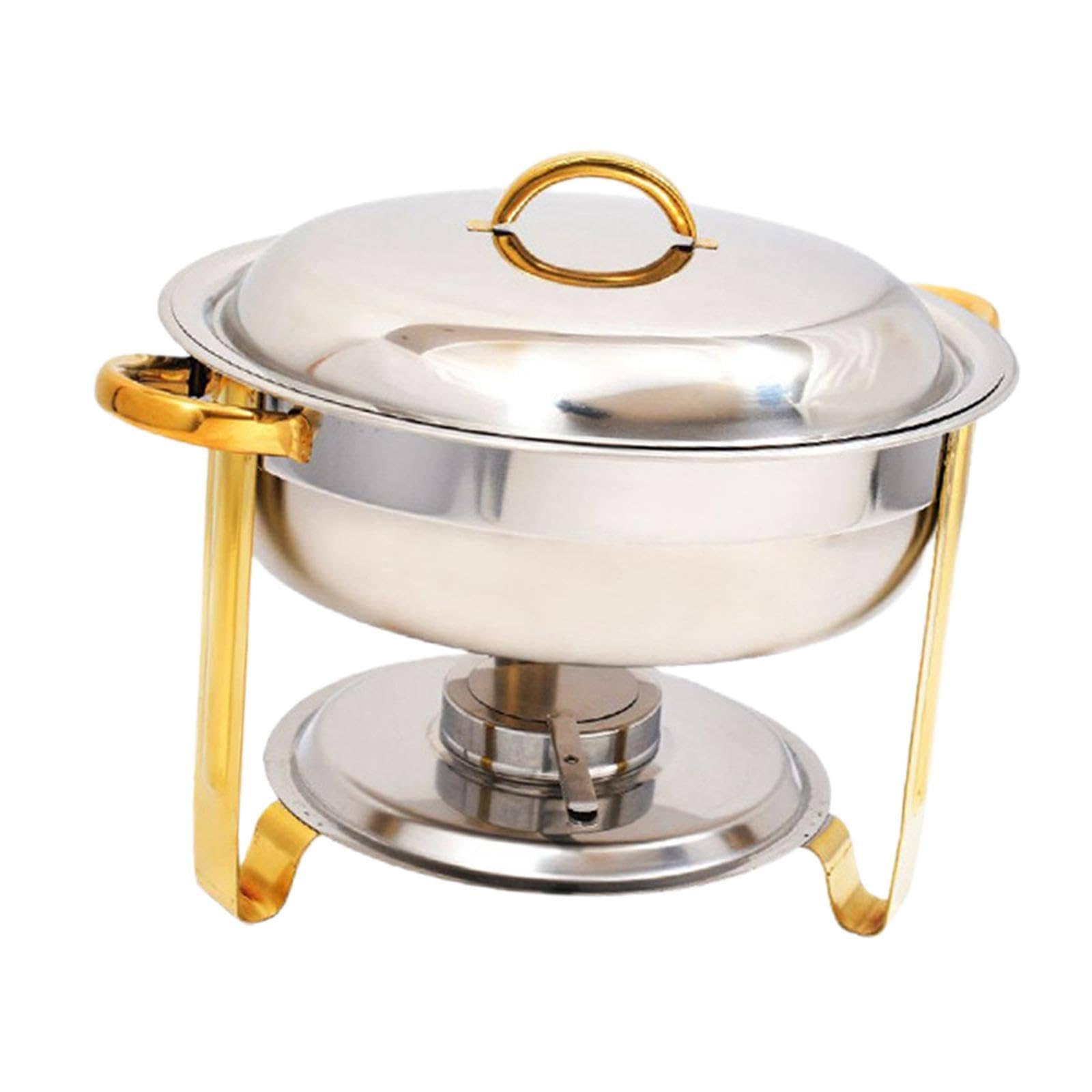 Set di pentole calde a buffet, piastra calda per catering rotonda da 4.5 litri in confezione da 2 con vassoio per l'acqua Set di pentole calde per buffet per catering, adatto per ristoranti, hotel.,B