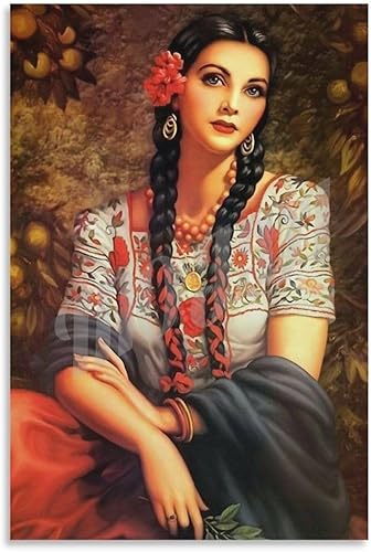 MOJDI Póster de pintura artística de niña mexicana, póster vintage de arte mexicano, pósteres e impresiones de pintura en lienzo, cuadros artísticos